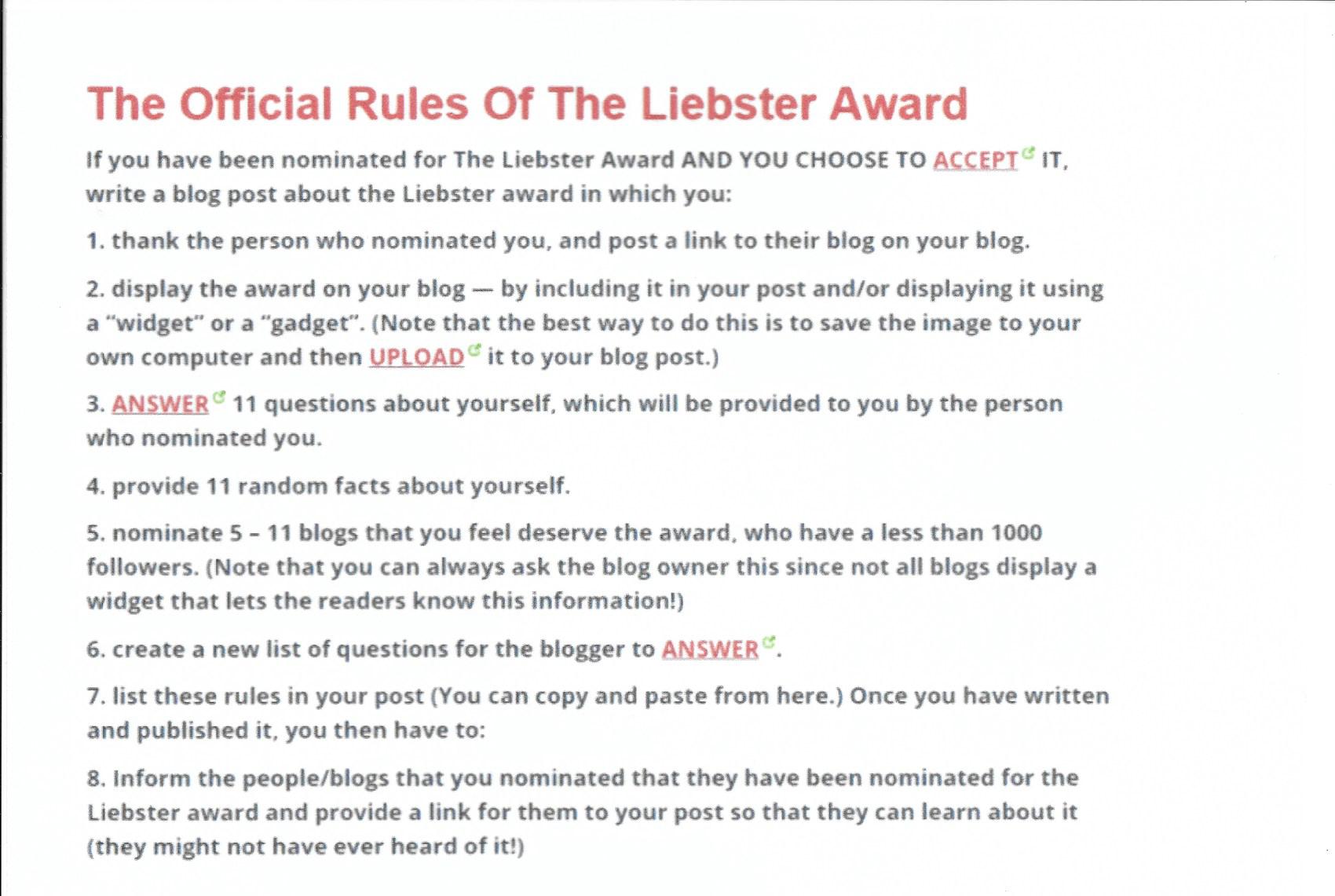 Liebster Award Rules