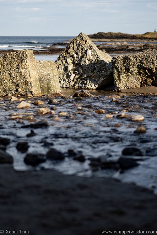 WW2 defences crumbling and sinking into tidal sands